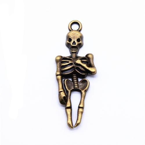 Tibetan Style Skull Pendants, plated, vintage & fashion jewelry & DIY, more colors for choice, 41x15mm, Sold By PC