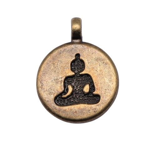 Tibetan Style Pendants, Flat Round, plated, vintage & fashion jewelry & DIY, more colors for choice, 14x19mm, Sold By PC