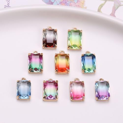 Brass Jewelry Pendants, with Crystal, Rectangle, gold color plated, fashion jewelry & DIY, more colors for choice, nickel, lead & cadmium free, 10x17mm, Sold By PC