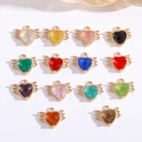 Brass Jewelry Pendants with Crystal Heart gold color plated fashion jewelry & DIY nickel lead & cadmium free Sold By PC