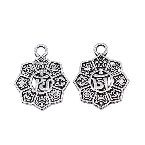 Tibetan Style Flower Pendants, antique silver color plated, vintage & fashion jewelry & DIY, 15x18mm, Sold By PC