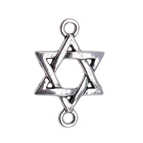 Tibetan Style Connector, Hexagram, antique silver color plated, vintage & fashion jewelry & DIY & 1/1 loop & hollow, 25x16mm, Sold By PC