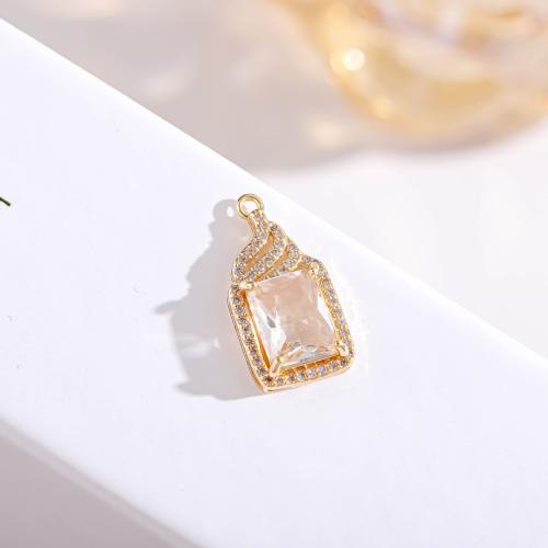 Brass Jewelry Pendants with Crystal Rectangle gold color plated fashion jewelry & DIY & micro pave rhinestone nickel lead & cadmium free Sold By PC