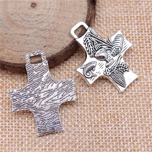Tibetan Style Cross Pendants, antique silver color plated, vintage & fashion jewelry & DIY, 34x26mm, Sold By PC