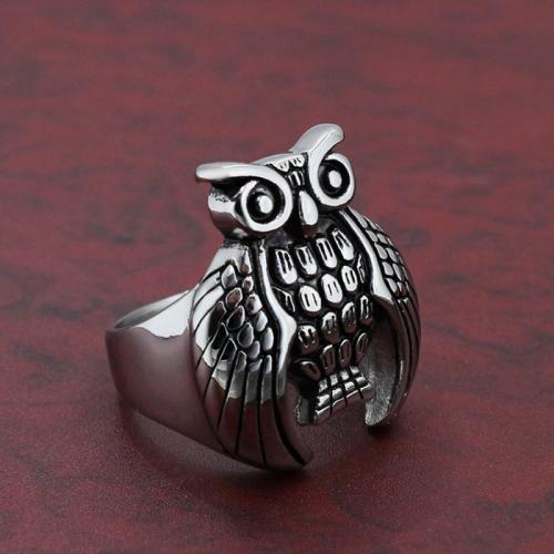 Titanium Steel Finger Ring Owl fashion jewelry & for man nickel lead & cadmium free Sold By PC