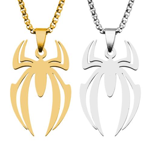 Stainless Steel Jewelry Necklace, 304 Stainless Steel, Spider, polished, fashion jewelry & for man, more colors for choice, 40x25mm, Length:Approx 60 cm, Sold By PC