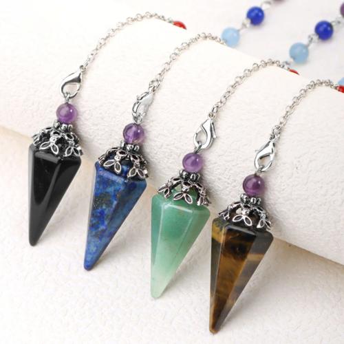 Brass Pendulum, with Gemstone, different materials for choice, 46mm, Sold By PC