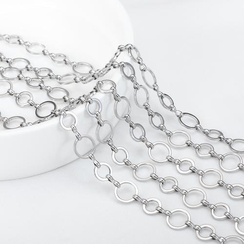Rozsdamentes acélból készült ékszerek Chain, 304 rozsdamentes acél, DIY, az eredeti szín, 1m/Bag, Által értékesített Bag