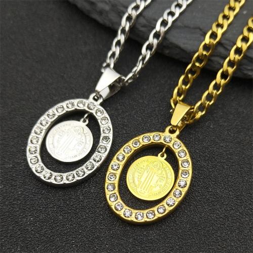 Stainless Steel Jewelry Necklace 304 Stainless Steel with 5cm extender chain polished fashion jewelry & Unisex & with rhinestone Length Approx 50 cm Sold By PC
