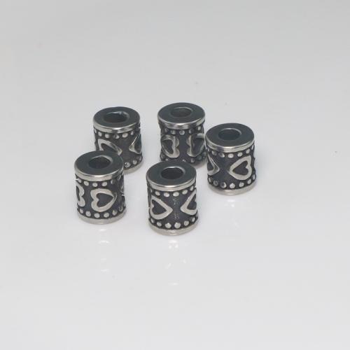 Perlas de acero inoxidable, acero inoxidable 304, Columna, Bricolaje, color original, 9x10mm, agujero:aproximado 3.5mm, Vendido por UD