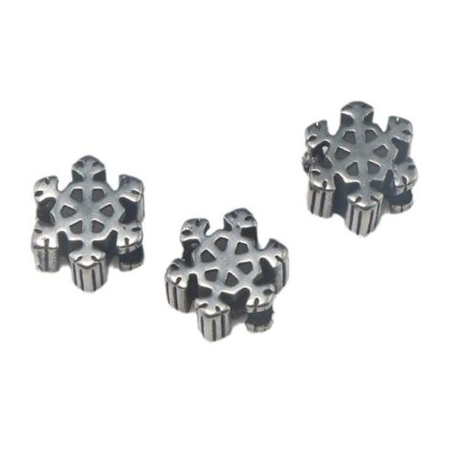 Stainless Steel Large Hole Beads 304 Stainless Steel Snowflake DIY original color Approx 4mm Sold By PC