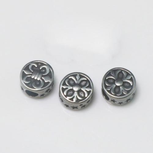 Edelstahl-Perlen mit großem Loch, 304 Edelstahl, flache Runde, DIY, originale Farbe, 10x10mm, Bohrung:ca. 4mm, verkauft von PC