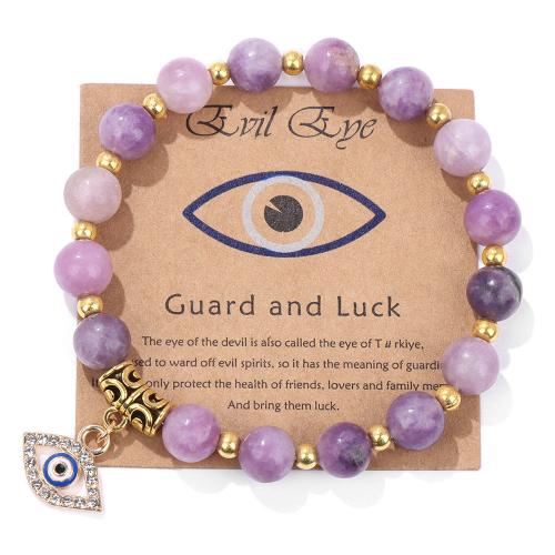 Evil Eye Jewelry Bracelet, Natural Stone, with Glass Beads & Tibetan Style, gold color plated, fashion jewelry & different materials for choice & Unisex & with rhinestone, more colors for choice, Length:Approx 19 cm, Sold By PC
