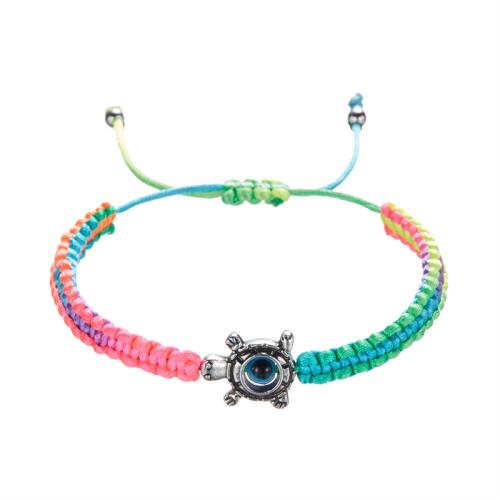 Bracelet Evil Eye bijoux, Cordon de noeud, avec alliage de zinc, fait à la main, Forme différente pour le choix & bijoux de mode & unisexe & réglable, plus de couleurs à choisir, Longueur:Environ 16-26 cm, Vendu par PC