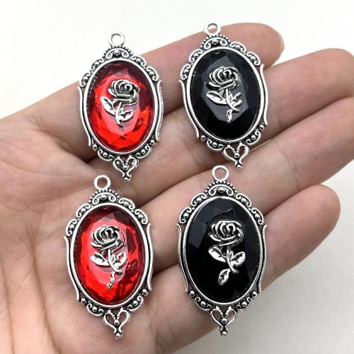 Tibetan Style Rhinestone Pendants, silver color plated, DIY & with rhinestone, more colors for choice, nickel, lead & cadmium free, 23x42mm, Sold By PC