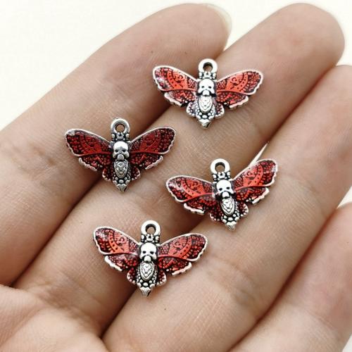 Zinc Alloy Enamel Pendants silver color plated DIY red nickel lead & cadmium free Sold By PC