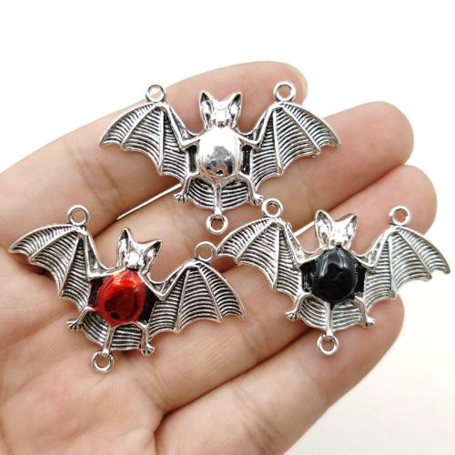 Animal Tibetan Style Connector, Bat, silver color plated, DIY & 2/1 loop & enamel, more colors for choice, nickel, lead & cadmium free, 48x30mm, 10PCs/Bag, Sold By Bag