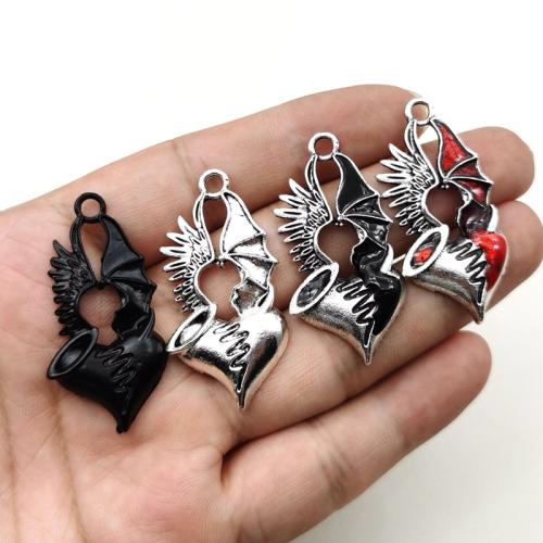 Tibetan Style Enamel Pendants, Heart, silver color plated, DIY, more colors for choice, nickel, lead & cadmium free, 23x45mm, 10PCs/Bag, Sold By Bag