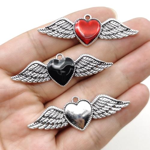 Tibetan Style Enamel Pendants, Heart, silver color plated, DIY, more colors for choice, nickel, lead & cadmium free, 54x18mm, 10PCs/Bag, Sold By Bag