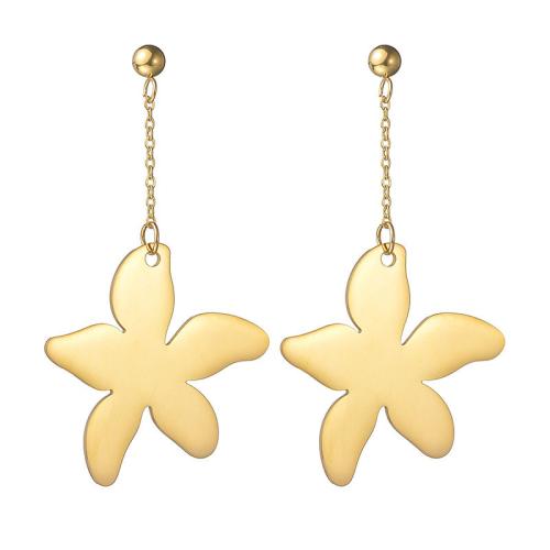Titanium Steel  Earring Flower gold color plated for woman nickel lead & cadmium free Sold By Pair