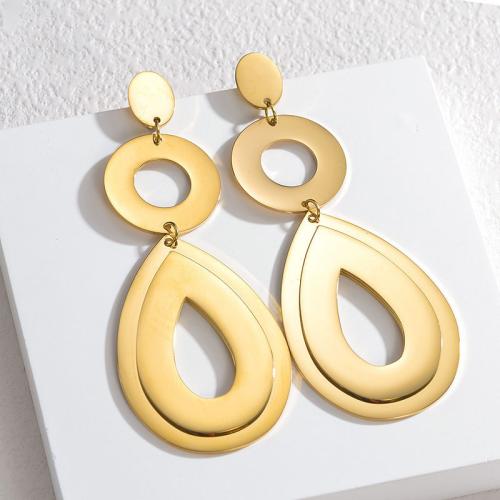 Stainless Steel Drop Earring 304 Stainless Steel Teardrop gold color plated for woman Sold By Pair