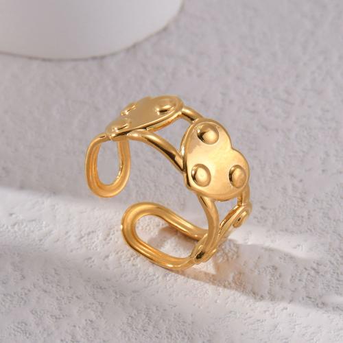 Titanium Steel Finger Ring, Heart, gold color plated, for woman, Sold By PC