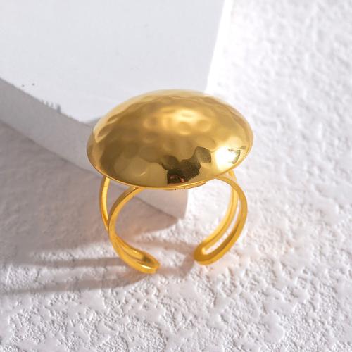 Titanium Steel Finger Ring Round gold color plated for woman Sold By PC