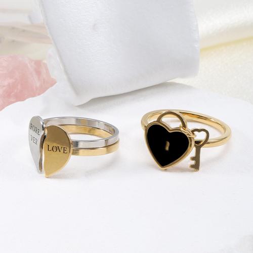Couple Finger Rings, Titanium Steel, Heart, plated, fashion jewelry & different size for choice & different designs for choice, more colors for choice, US Ring Size:7-10, Sold By PC