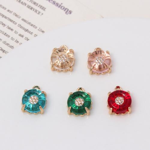 Cubic Zirconia Micro Pave Brass Pendant, plated, DIY & micro pave cubic zirconia, more colors for choice, nickel, lead & cadmium free, 10x12mm, 50PCs/PC, Sold By PC
