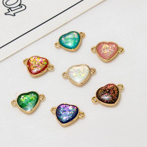 Brass Jewelry Connector with Resin Heart plated DIY nickel lead & cadmium free Sold By Bag