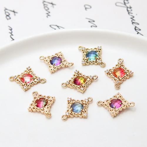 Cubic Zirconia Micro Pave Brass Pendant, Rhombus, plated, DIY & micro pave cubic zirconia, more colors for choice, nickel, lead & cadmium free, 14x18mm, 50PCs/Bag, Sold By Bag