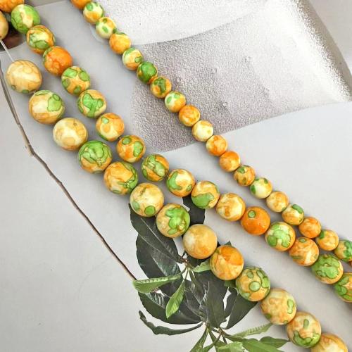 Rain Flower Stone Beads Round DIY yellow Sold By Strand