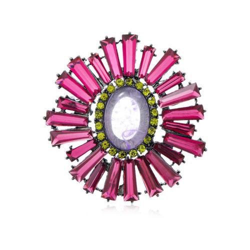Tibetan Style Brooches, with Resin, for woman & with rhinestone, more colors for choice, 64x66mm, Sold By PC