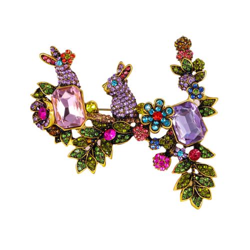 Tibetan Style Brooches, for woman & with rhinestone, more colors for choice, 71x83mm, Sold By PC
