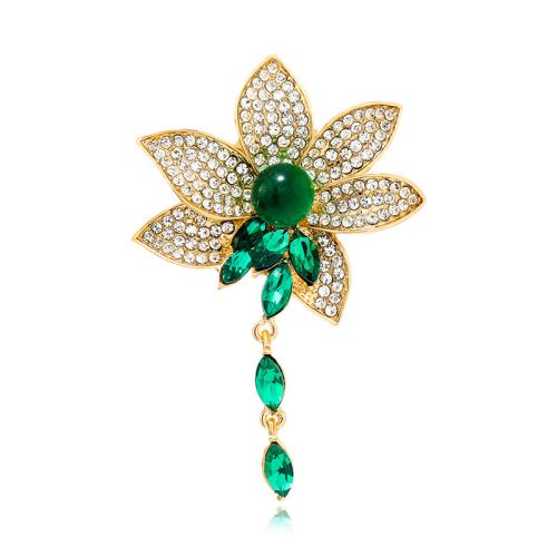 Zinc Alloy Brooches with Resin for woman & with rhinestone golden Sold By PC