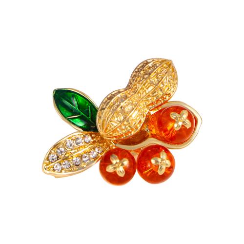 Zinc Alloy Brooches for woman & enamel & with rhinestone golden Sold By PC