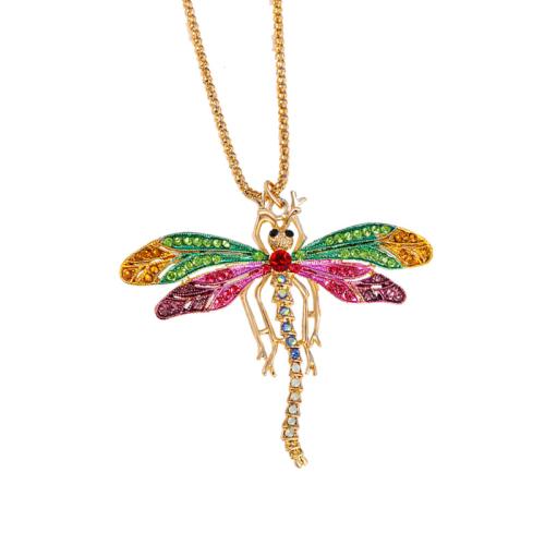 Tibetan Style Brooches, Dragonfly, for woman & enamel & with rhinestone, golden, Length:Approx 28 cm, Sold By PC