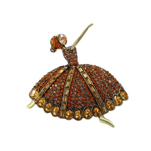 Tibetan Style Brooches, for woman & with rhinestone, more colors for choice, 76x73mm, Sold By PC