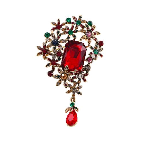 Zinc Alloy Brooches for woman & with rhinestone red Sold By PC