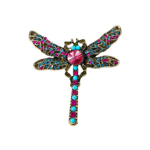 Tibetan Style Brooches, with Resin, Dragonfly, for woman & with rhinestone, more colors for choice, 56x60mm, Sold By PC