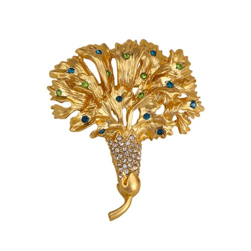 Zinc Alloy Brooches for woman & with rhinestone golden Sold By PC
