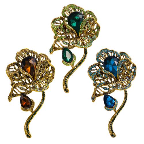 Zinc Alloy Brooches Flower for woman & with rhinestone Sold By PC