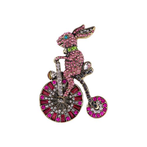 Tibetan Style Brooches, for woman & with rhinestone, purple, 64x42mm, Sold By PC