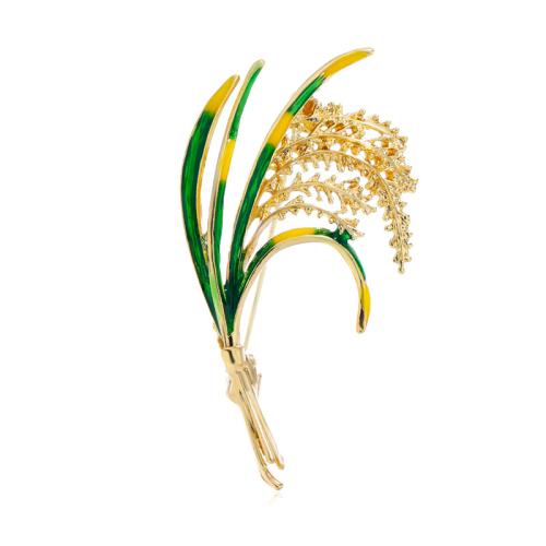 Tibetan Style Brooches, Wheat, for woman & enamel, golden, 31x55mm, Sold By PC