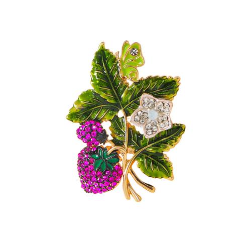 Tibetan Style Brooches, for woman & enamel & with rhinestone, green, 56x41mm, Sold By PC