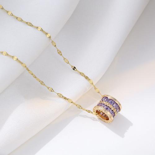 Titanstahl Halskette, mit Verlängerungskettchen von 5cm, Micro pave Zirkonia & für Frau, keine, Länge:40 cm, verkauft von PC