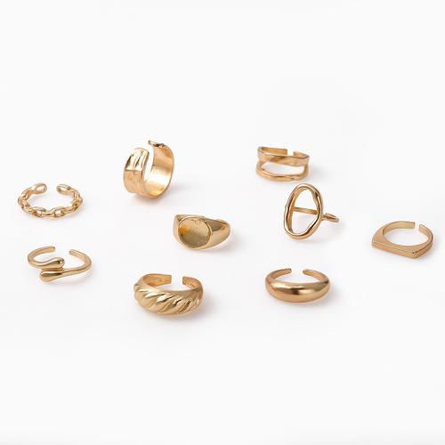 Zinc Alloy Ring Set plated nine pieces & for woman & hollow Sold By Set