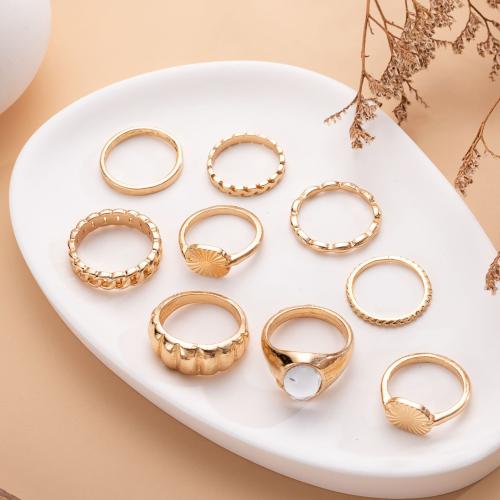 Tibetan Style Ring Set, with Resin, plated, nine pieces & for woman, more colors for choice, Sold By Set