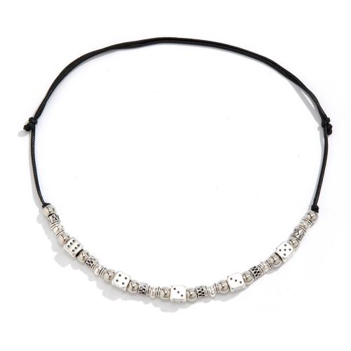 Zinc Alloy Necklace with Wax Cord Dice plated fashion jewelry & for man Length Approx 27.5 Inch Sold By PC