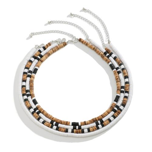 Holz Halskette, mit Polymer Ton, mit Verlängerungskettchen von 2.7inch, Modeschmuck & mehrschichtig & für den Menschen, Länge:ca. 15.7 ZollInch, verkauft von setzen